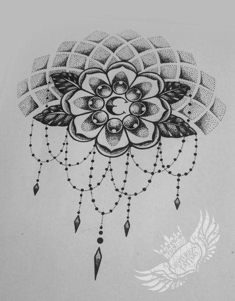 old school flower / mandala tattoo