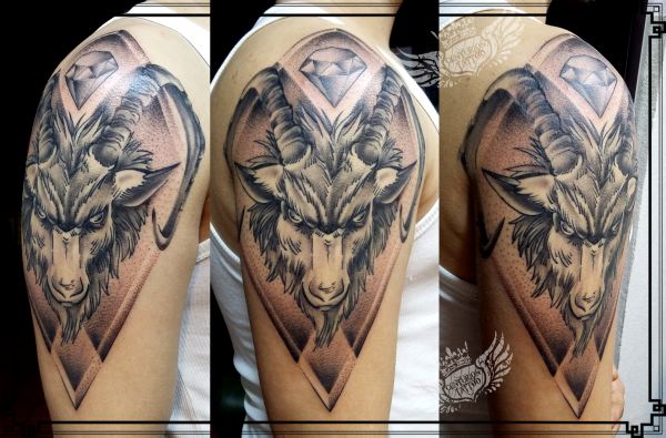koziorożec capricorn goat tattoo