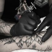 dotwork flower tattoo process