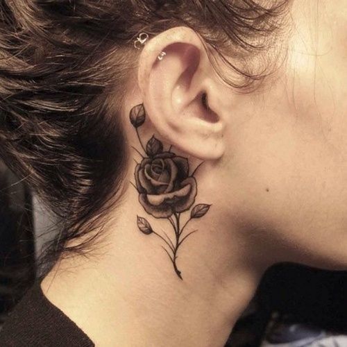 neck tattoo rose