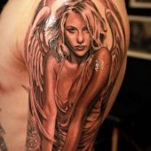 sexy angel shoulder tattoo