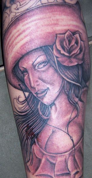 tatuaż, meksykańska dziewczyna na nodz