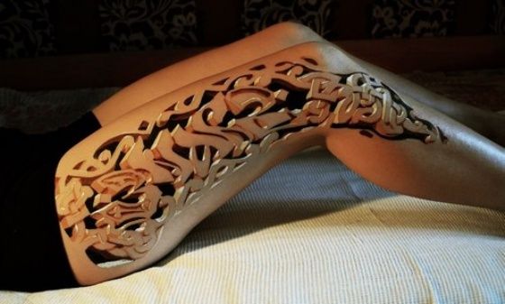 tatuaż  3D na nodze