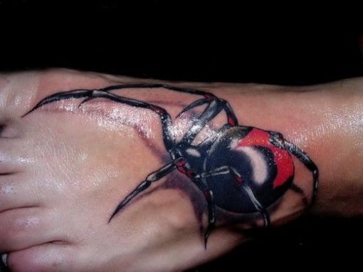 3d foot tattoo spider