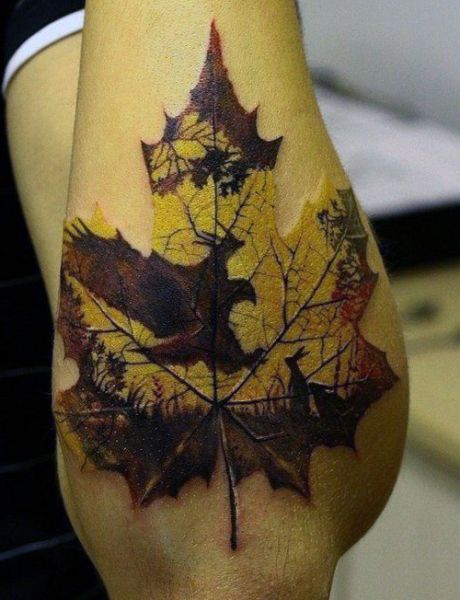 tatuaże męskie niesamowity liść