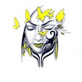 tatuaż twarz kobiety z motylami