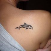 tatuaż delfin na plecach