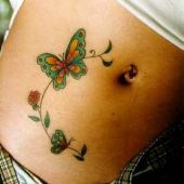 butterfly stomach tattoo