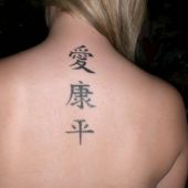 chińskie znaki na plecach
