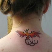 Phoenix Tattoo On Neck