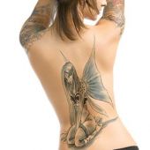 Angel tattoos on back