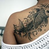 koi fish back tattoo