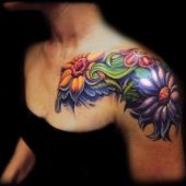 Front Shoulder Tattoos Flowers