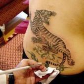 lower back tattoo angelina jolie tiger
