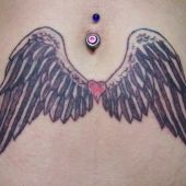 angel wings stomach tattoo