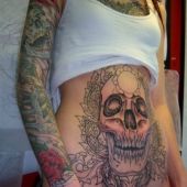 stomach skull tattoo