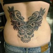 lower back tattoos skull design