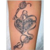 heart and key tattoo