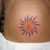 stomach tattoo sun