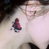 neck tattoo red heart