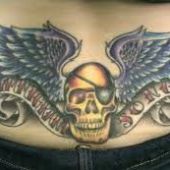 lower back tattoo skull and wings
