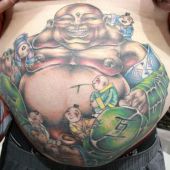 stomach tattoo Budda