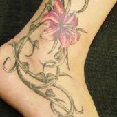 ankle flowers tattoo