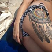 sexy dreamcatcher thigh tattoo
