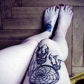 Dreamcatcher leg tattoo