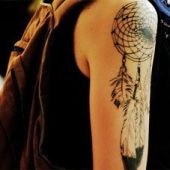 Dreamcatcher shoulder tattoo