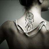Dreamcatcher neck tattoo