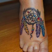 Dreamcatcher foot tattoo