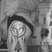 Dreamcatcher tattoo thigh