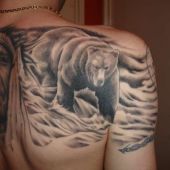 back tattoo bear and indian