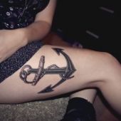 thigh anchor tattoo