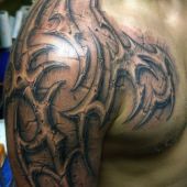 tribal shoulder tattoo 3D