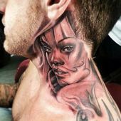 tatuaże na szyi twarz kobiety