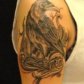 crow shoulder tattoo girl