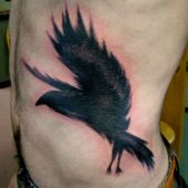 crow side tattoo