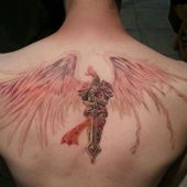 back tattoo warrior wings