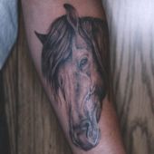 tatuaż głowa konia na ręce