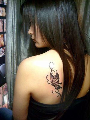 butterfly girl back tattoo