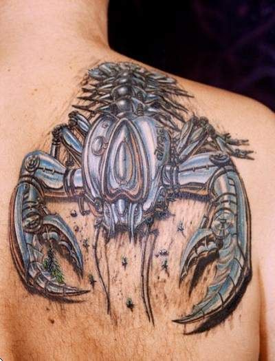 3D back tattoo scorpion