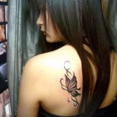 butterfly girl back tattoo