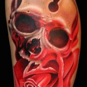 rose skull tattoo