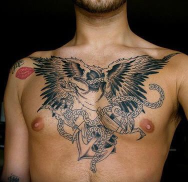 man chest tattoo eagle
