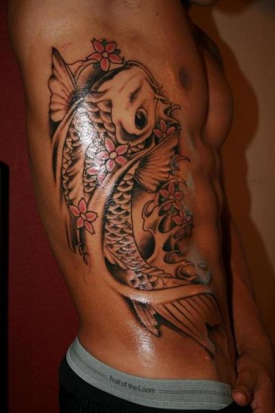 koi fish side tattoo