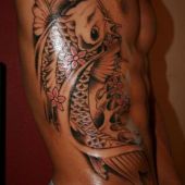 koi fish side tattoo